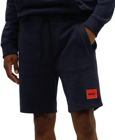 Hugo Boss Men's Diz222 Regular-fit Logo Patch Drawstring Shorts In Navy