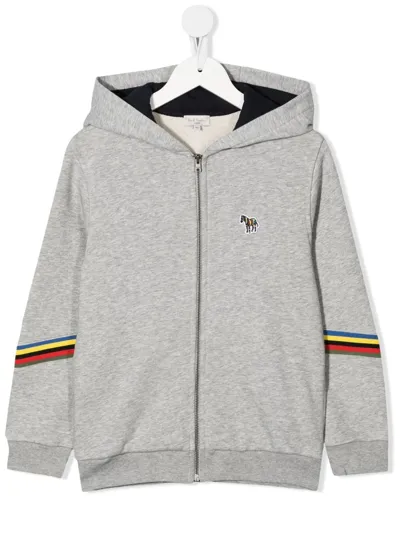 Paul Smith Junior Kids' Zebra Patch Zip-up Hoodie In Grey