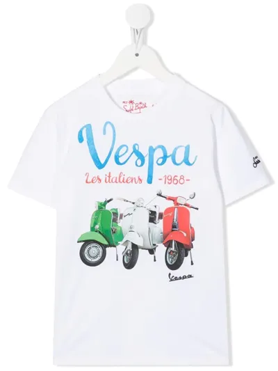 Mc2 Saint Barth Teen Vespa-print Cotton T-shirt In White