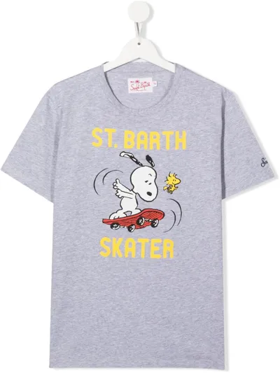 Mc2 Saint Barth Teen Snoopy Skate Cotton T-shirt In Grau