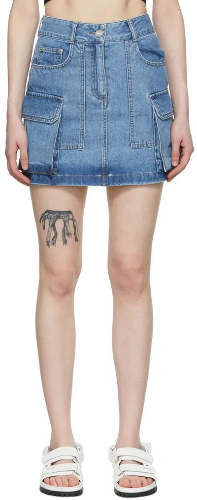 Juunj Blue Denim Cargo Mini Skirt In Q S/blue