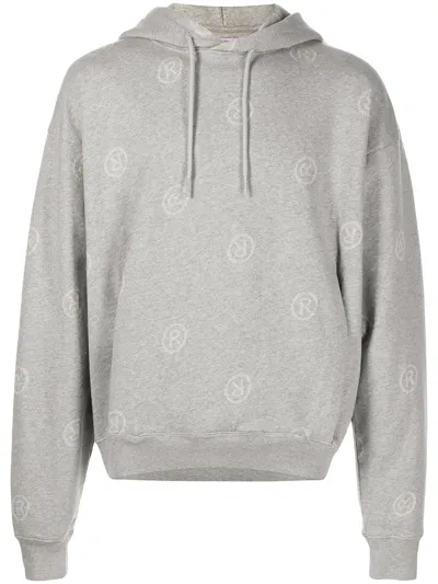 Martine Rose Monogram-print Pullover Hoodie In Grey Marl