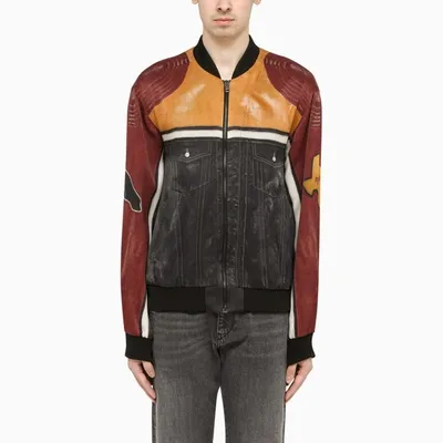 Diesel Digital Printed Viscose Biker Jacket In Multicolor