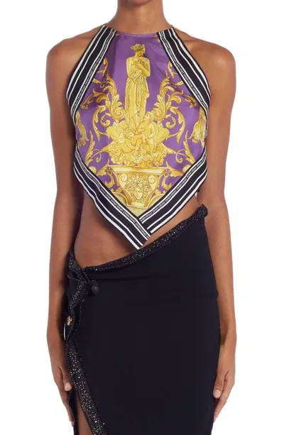 Versace Multicolored Barocco Print Foulard Top