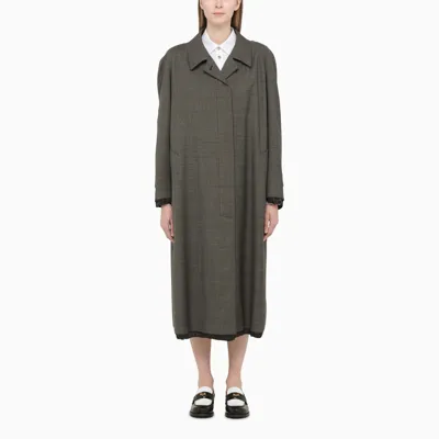 Miu Miu Prince Of Wales Check Coat In Wool In Grey