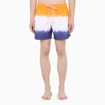 Sundek Golden Wave Multicolour Tie-dye Swim Shorts In Orange