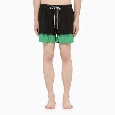 Sundek Golden Wave Black And Green Tie-dye Swim Shorts