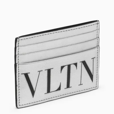 Valentino Garavani Silver Cardholder With Logo In Metal