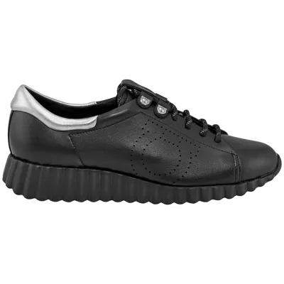 Ferragamo Ninfa Perforated Leather Sneakers In Black