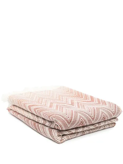 Missoni Zig-zag Woven Blanket In Brown