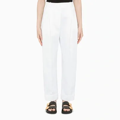 Alexander Mcqueen High-waisted Cotton Trousers In White