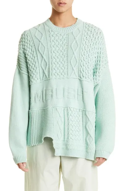 Ambush Patchwork Relaxed-fit Cotton-blend Jumper In Green Lily