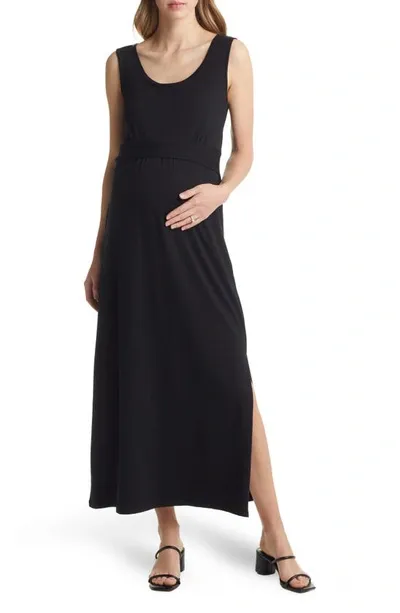 Angel Maternity Essential Maternity/nursing Dress In Black