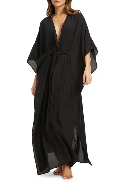 Good American Goddess Cover-up Robe In Black