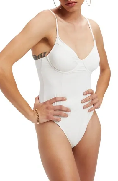 Good American Showoff Tank Bodysuit In Ivory