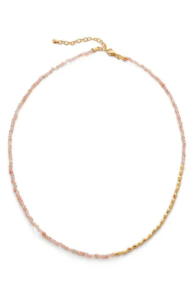 Monica Vinader Mini Nugget Gemstone Beaded Necklace In Gold