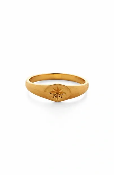 Monica Vinader Guiding Star Signet Ring In 18ct Gold Vermeil On Silver