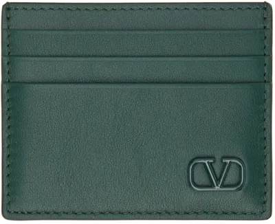 Valentino Garavani Green Vlogo Signature Card Holder In Js8 English Green