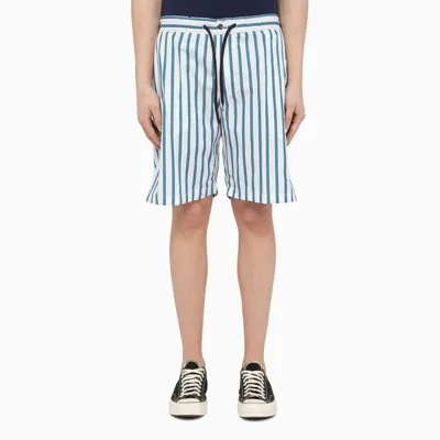 Pt Torino Stripes-motif Bermuda In Cotton In Blue