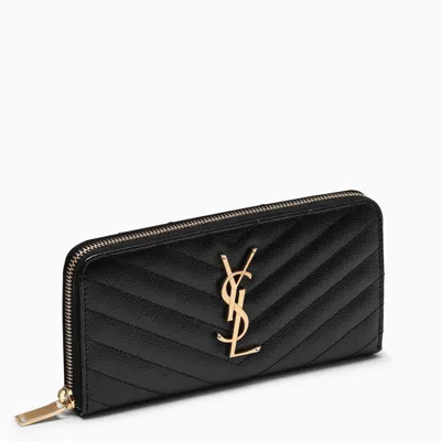 Saint Laurent Black Monogram Zip Around Wallet