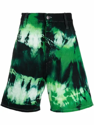 Ami Alexandre Mattiussi Ami Paris  Alex Fit Tie-dye Shorts In Vert Blanc