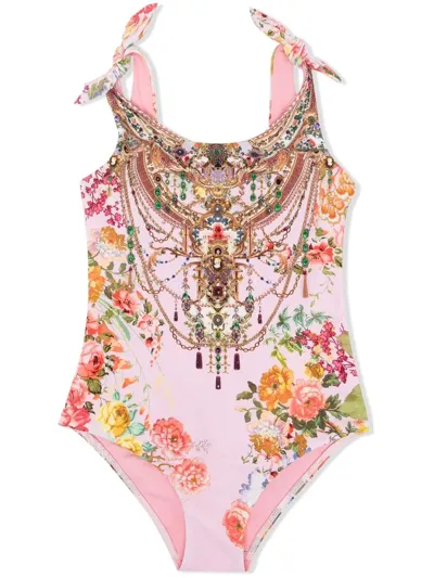 Camilla Kids' Girl's Flower Child Embellished One-piece Swimsuit In Flower Child Flow