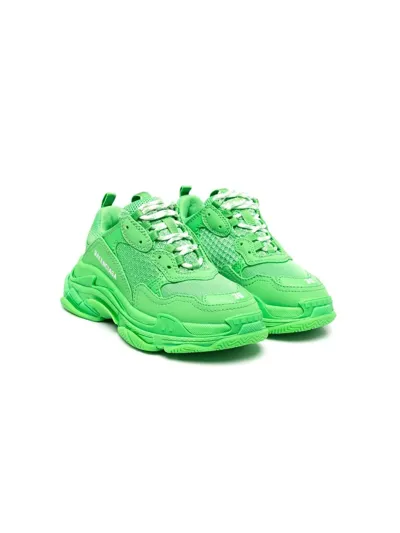 Balenciaga Kid's Triple S Tonal Chunky Sneakers, Toddler/kids In Green