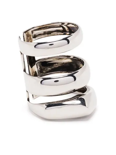 Alexander Mcqueen Triple-stack Brass Ring In Argento