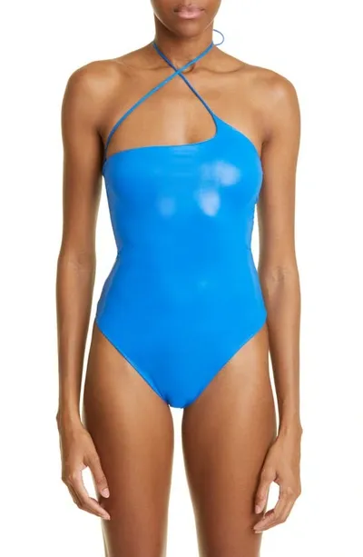 Attico Intero Metallic Asymmetric One-piece In Blue