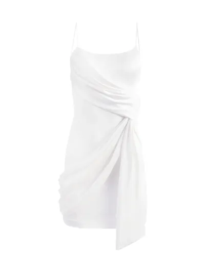 Alice And Olivia Svetlana Asymmetric Drape Cocktail Dress In Off White