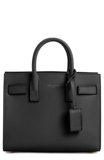 Saint Laurent Sac De Jour Nano Shiny Leather Satchel Bag In Black