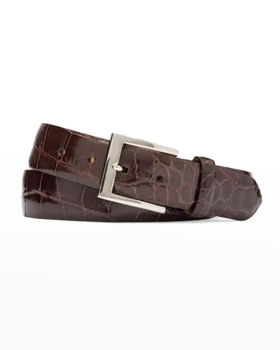 W. Kleinberg Glazed Alligator Belt In Brown