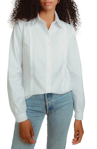 Madri Collection The Work Stripe Nursing Shirt In White