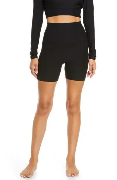 Beyond Yoga Keep Pace Space Dye Bike Shorts In Darkest Night