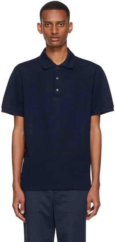 Brioni Men's Piquet Cotton Polo Shirt In Blue