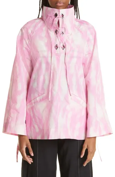 Ganni Long Sleeve Anorak In Dreamy Daze Phlox Pink