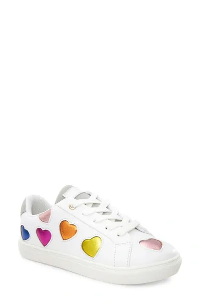 Kurt Geiger Kids' Mult/other Mini Lane Love Heart-appliqué Leather Low-top Trainers 7-10 Years In White