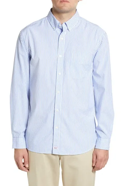 Vineyard Vines Striped Button-front Poplin Classic-fit Shirt In Newport Blue