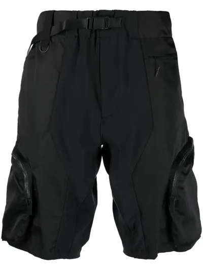 White Mountaineering Adjustable Buckle-waistband Shorts In Black