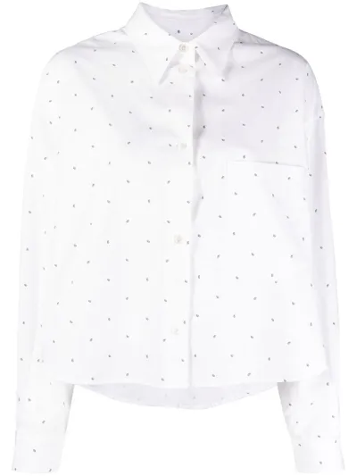 Mm6 Maison Margiela Patterned High-low Shirt In White