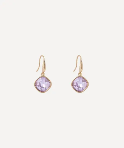 Kenneth Jay Lane 14ct Gold-plated Faceted Crystal Drop Earrings In Gold, Purple