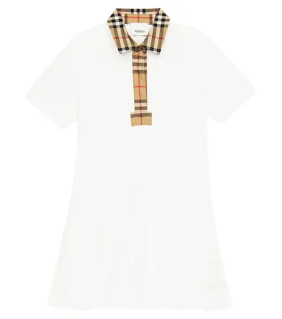 Burberry Kids' Vintage Check Cotton Polo Dress In White