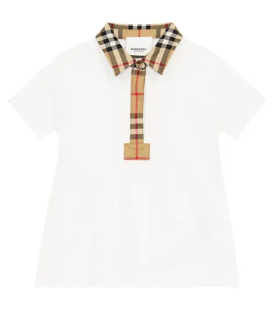 Burberry Sigrid Vintage Check-print Polo Shirt Stretch-cotton Dress 6 Months-2 Years In White