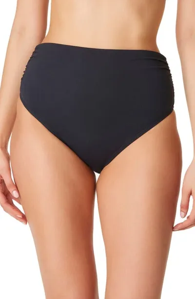 Bleu By Rod Beattie Kore Shirred High Waist Bikini Bottoms In Black