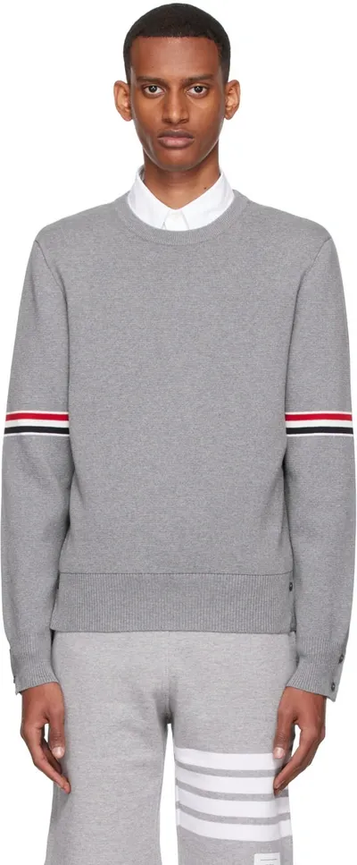 Thom Browne Gray Cotton Sweater In Light Grey