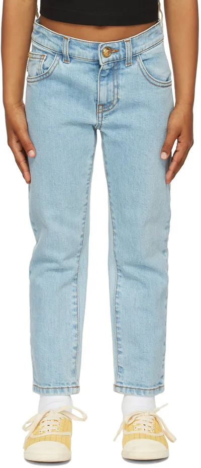 Versace Kids Blue Light Wash Jeans In 1d190