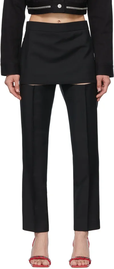 Givenchy Mini Skirt-overlay Wool-blend Slim-leg Trousers In Black