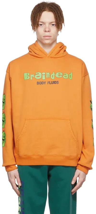 Brain Dead Orange Cotton Hoodie In Light Brown