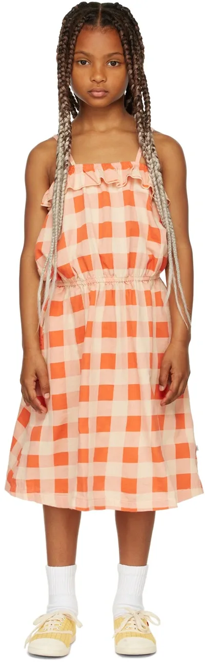 Repose Ams Kids Orange Ruffle Dress In Tango Bb Check