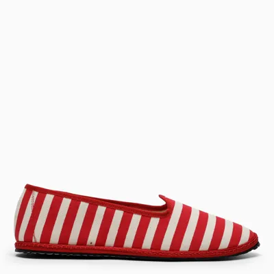 Vibi Venezia Gondola Striped Canvas Flats In Red